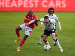 0 Nottingham Forests Fouad Bachirou and Swansea Citys Conor Hourihane