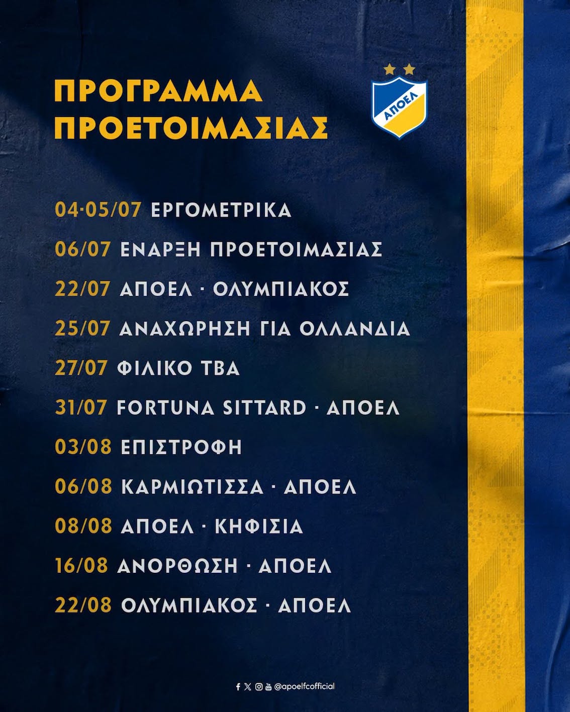 Τα θερινά φιλικά του ΑΠΟΕΛ 1 apoel